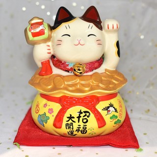 藥師窯 招福大開運 招財貓 金福槌 滿福寶 彩繪陶器吉祥物 16cm kc789