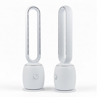 [독일브랜드] 날개 없는 선풍기 화이트 하얀색 저소음 아기 안전 타워팬 3단풍량조절 다이얼 좌우회전 인테리어 거실 사무실 가전, 1개, 날개 없는 선풍기(기계식)