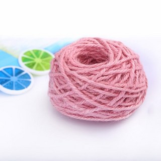 天然麻繩棉繩包裝繩棉麻線，禮物包裝吊牌繩棉線，手作DIY美勞勞作手工藝, 1個, 粉色麻繩（全長25m）