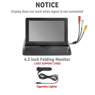 4.3인치 접이식 플립 다운 모니터 자동차 트럭 후방 카메라 및 가정용 CCTV 휴대용 차량, 01 432A-CL