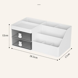 Ins風桌面收納盒 學生文具用品 多功能桌上收納盒 壓克力抽屜置物架 收納櫃 筆筒架 大容量整理盒, 1個, 白色, 白色
