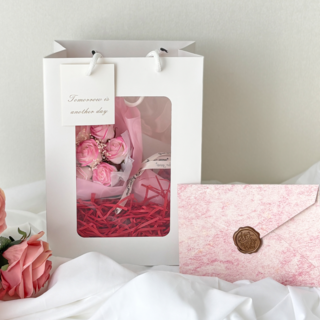 온리온라인 꽃다발 예쁜 편지지 세트, 핑크