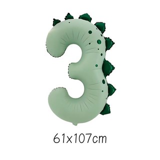 數字3恐龍造型鋁箔氣球 61x107cm, 淺綠色數字3, 1個