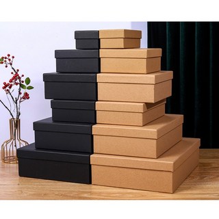 牛皮紙禮物盒 多尺寸可選 禮品包裝盒 簡約禮品盒 生日禮物包裝, 黑色, 1個