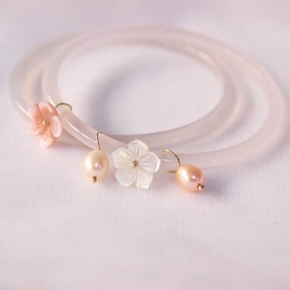 CEDONY 玉髓手鐲 櫻貝珍珠鈴鐺吊飾 漢服風格配飾