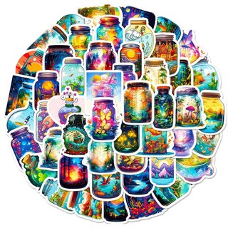 嗨購 50張瓶中五彩斑斕貼紙 shein新品瓶中世界創意裝飾貼紙, T01041414, 1個