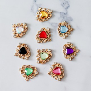 하트큐빅 장식 파츠 하트 보석 데코덴 탑꾸 응원봉리본 리본공예 부자재 (JH008) 1개