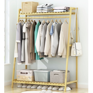 대나무 우드 행거 원목 다용도 옷걸이 스탠드 옷장 수납 원룸 사무실 잡화 모던 무타공, 확장형 80