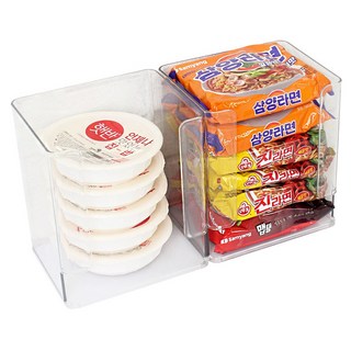 집앤 1+1 다용도 수납 라면정리함 펜트리 정리함 주방 수납, 투명, 2개