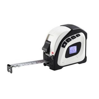 激光測距捲尺，高精度測量，數位顯示，堅固耐用，輕巧便攜, 白色, 1個