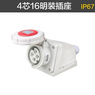 台灣出貨 德標 戶外防塵防水工業插頭插座 3芯4芯5芯 16A32A IP67, 4芯16A 明裝插座, 1個