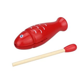 木製小魚木魚 兒童打擊樂器 魚形木魚 商檢合格 敲打玩具 樂器玩具 響筒 兒童樂器, 紅色款, 1個