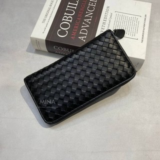 全羊皮編織長夾 男女通用大容量拉鍊長夾