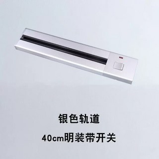 偉益直銷 臺灣專用 15A軌道插座 110V電源軌道插座 帶雙USB 壁掛移動安全軌道插座 LED氛圍燈適配器, 1個, 銀色 40CM（2個插座）