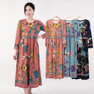 엄마옷 플라워 겉기모원피스홈웨어 5CVB16352마담 중년여성 빅사이즈 50대 60대 70대 할머니옷