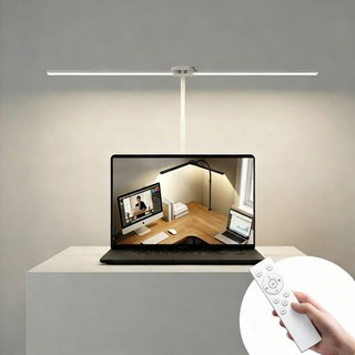 SASAKO 접이식 클립형 리모컨 책상용 LED 스탠드 시력보호 듀얼캡 760mm 와이드 스탠드 공부용 스탠드 색온도/밝기 조절, 화이트 업그레이드(터치+리모컨)
