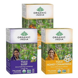 오가닉 인디아 Organic India 툴시차 유기농 원픽 허브티 모음 3팩, 3개, 1개입
