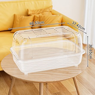 倉鼠籠子60超大豪華別墅金絲熊別墅超大空間pet倉鼠籠子寵物用品, 1個, 半透明倉鼠籠PET+PP款(60.5*37.4*30.6cm:透明