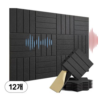 아이라 고밀도 접착형 난연 흡음재 셀프시공 소음방지 방음판 30 x 30 x 0.9cm, 12개, 블랙