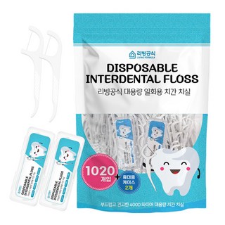 리빙공식 대용량 일회용 치간 치실 + 휴대용케이스, 1개, 1020개입, 80mm