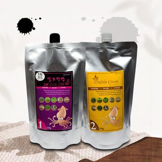 탈모한방 3분컬러 오징어먹물 염색약 새치커버 흰머리 염색약 1제(500g)+2제(500g), 1개, 흑색
