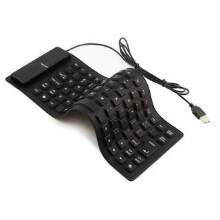 미니키보드 유연한 실리콘 접이식 키보드 무소음 방수 게임용 휴대용 미니 USB 유선 노트북용 85 키, 없음, [01] Black, 1)Black