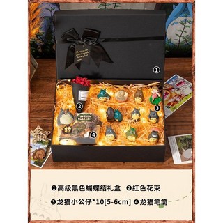 創意實木龍貓音樂盒 可愛擺件 留念禮物 生日禮物 送女生朋友 成人禮禮物 畢業禮盒 高級感禮物, 【黑色款禮盒】款式十二（送手提袋）