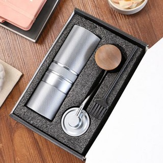 CNC外調節手搖磨豆機咖啡豆研磨器420不鏽鋼磨芯跨境手動咖啡機, 1個, 銀灰:七星, 1L