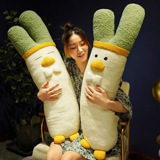 創意蔥鴨君毛絨玩具抱枕，可愛大蔥鴨子公仔，柔軟睡覺玩偶娃娃，搞怪女生生日禮物，臺北出貨, 1個, 瞇眼蔥鴨,70釐米