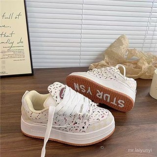 限時購 網紅厚底蔓越莓配色麵包鞋女ins潮2024夏季增高鞋子百搭休閒闆鞋子女透氣輕便女款鞋子休閒鞋YB