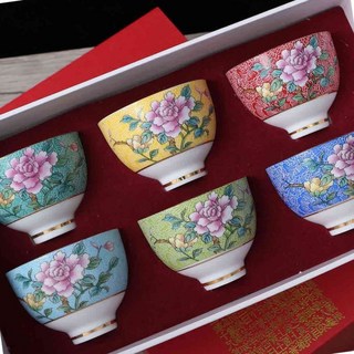 레트로 찻잔 세트 차컵 다기잔 다기 보이차 다도잔 도자기 찾잔 플라워 녹차, 1개