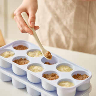 [국내생산] 아이냠 이중밀폐 실리콘 이유식큐브 틀 냉동용기, 1개, 블루, 450ml