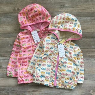 兒童蝴蝶結防風連帽薄外套，可愛印花，現貨在台