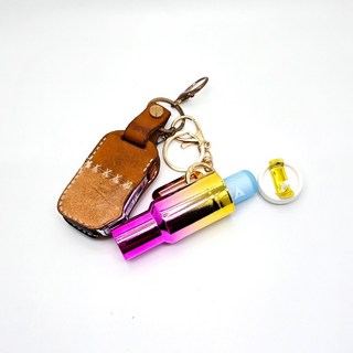 리빙러빙 키링 텀블러 미니 립밤 보관 귀여운 휴대용 립밤케이스 립밤키링 여성 가방고리 텀꾸, 블랙