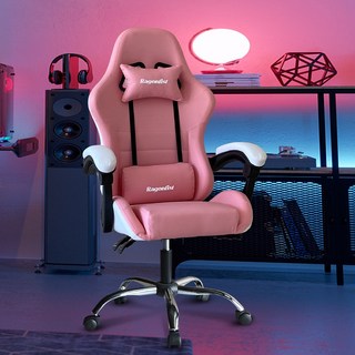 電腦椅傢用電競椅可躺舒適賽車椅人體工學辦公椅遊戲競技椅子跨境, 粉白聯動扶手可躺135度+鋼製腳（推薦）