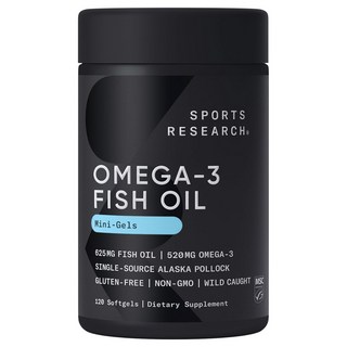 SPORTS RESEARCH 阿拉斯加產Omega-3魚油迷你軟膠囊, 1罐, 120顆