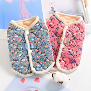 멍케어 강아지 김장 조끼 겨울옷 하네스 패딩, 블루, 1개