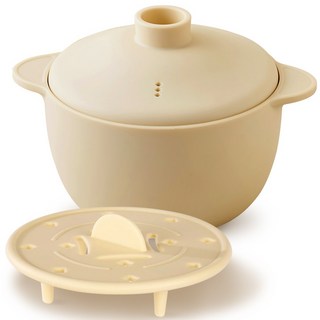 루비코코 대용량 실리콘 찜기 전자레인지용기 800ml, 1개, 크림