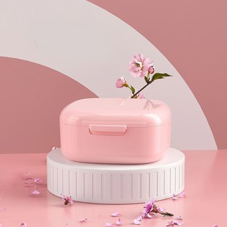 임시치아접착제 인공치아 치과용접착제 리테이너 케이스 휴대용 입 가드 상자 구강 청소 틀니 보관 치아 정렬 장치 교정기 치열 교정, 분홍색, 1개