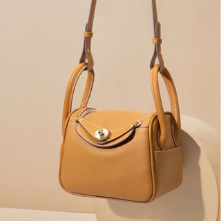 頭層牛皮mini醫生包，單肩斜挎，大象灰，Lindy手提包, 1個, 金棕色【金扣】30cm