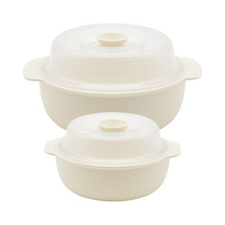 생활엔 요리를 뚝딱 전자레인지 찜기 550ml(소) + 1.2L(중), 1세트, 아이보리