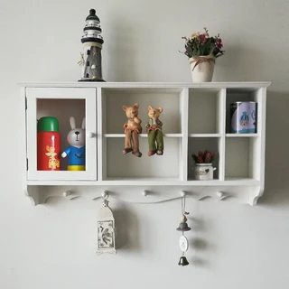 자카 선반 벽걸이형 원목 소형 벽장 사이드보드 잡화 컵 보관 선반 좁은 공간용, 14 Ancient white glass