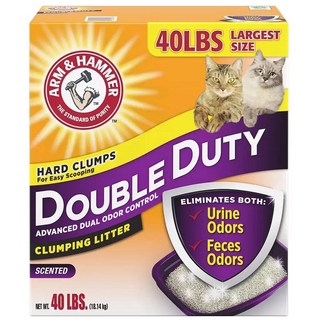 ARM & HAMMER Double Duty 貓砂，雙倍除臭，超強凝結，40磅大容量，輕鬆維護貓砂盆清潔, 18.14kg, 1個, 宅配限重一單限一箱