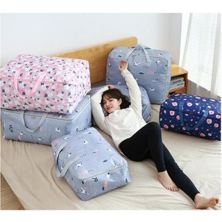 超大衣服棉被收納整理搬家行李打包衣物袋, 1個, 灰花.灰3角.藍象.藍愛心.藍松鼠