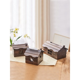 집모양 티슈케이스 원목 엔틱 인테리어 디스펜서, L, 1개