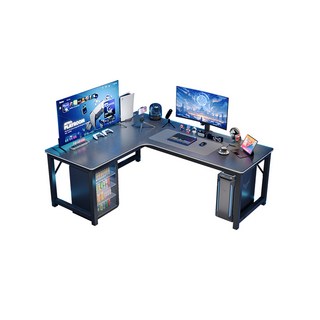 L型電競桌 160x120x75cm 碳纖維紋理桌面 升級加粗鋼架 附收納櫃, 碳纖維黑