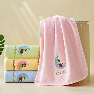 毛巾速干柔軟吸水不掉毛非全棉純棉情侶擦頭髮洗澡成人洗臉巾家用Doly, 粉+藍+綠【3條裝】,35*75厘米, 1個