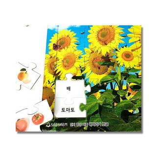 치매 예방 인지 향상 퍼즐 - 49조각 해바라기 한글 (사진 보고 단어 맞추기), 새샘