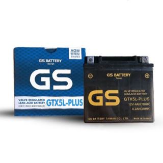 GS 5號機車電池GTX5L-PLUS 已入液 免保養 適用YUASA YTX5L-BS, 1個, 1個裝