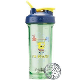 BlenderBottle 스폰지밥 셰이커 보틀 프로 시리즈 단백질 쉐이크 및 운동 전 사용에 적합 828ml(28온스) 오렌지/핑크 홍합 해변, 준비되었습니다!